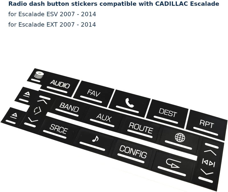 AtticZone AC Radio Button Stickers Dash Repair Decals Compatible with Cadillac Escalade ESV EXT 2007 2008-2014 (Radio18) - Image 2